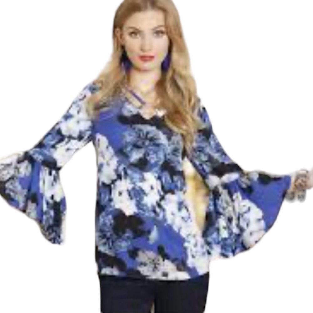 Crest women’s 14/16 pullover blouse with decorative neckline butterfly sleeves